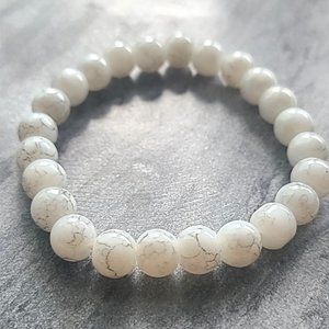 **3 for $15** MIX 3 / Feng Shui bead bracelets white gray glass bead
